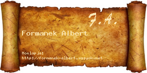 Formanek Albert névjegykártya